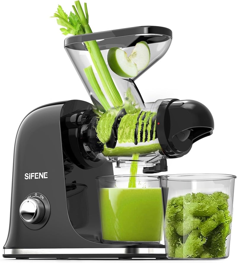 SIFENE Compact Single Auger Slow Masticating Juicer Machine, 280ml Cold Press Juice Extractor for Celery, Carrot, Ginger, Fruits & Leafy Greens, Easy to Clean, Dual Feed Chute, BPA-Free, Quiet Operati - Image 1
